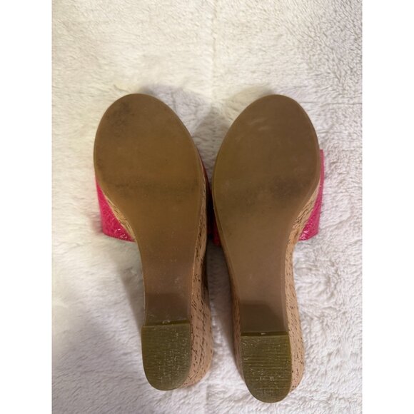 Steve Madden Womens Pink Leather Wedges Heels Cork Look Slide On Womens Size 8 - Picture 5 of 5